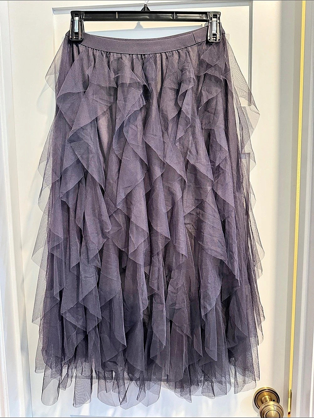 Women's Purple Ruffle Maxi Skirt